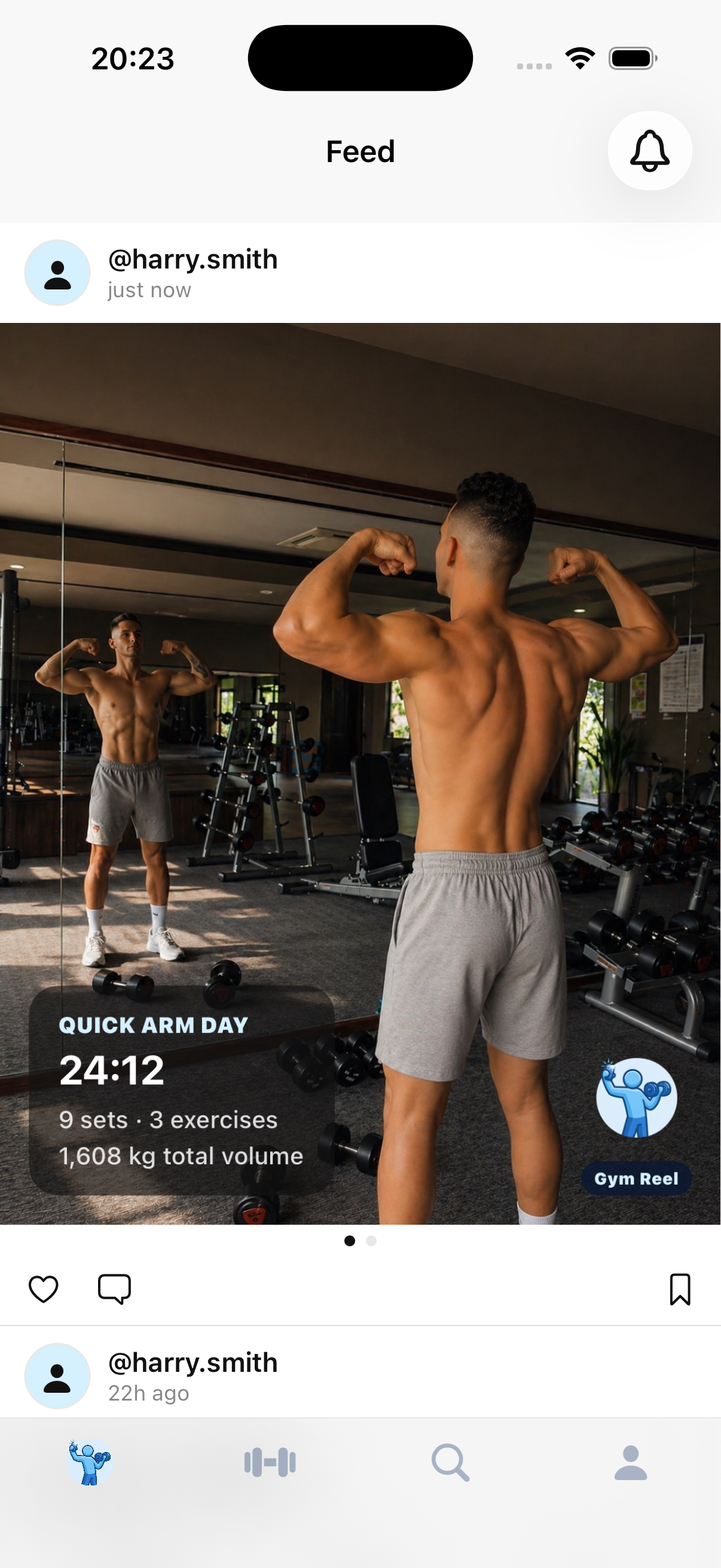 Gym Reel social feed