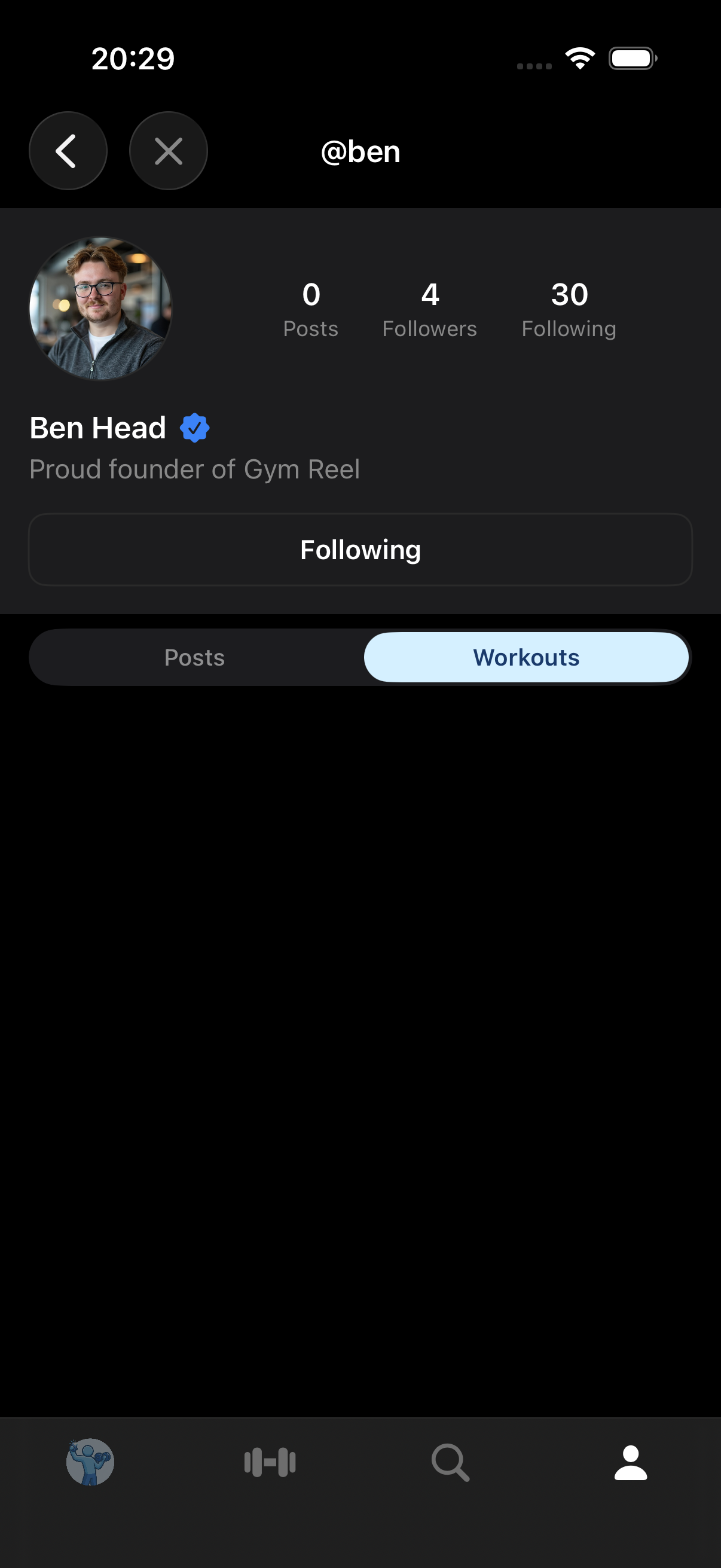 Profile in dark mode